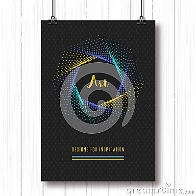 Pentagon halftone pattern Geometric polygonal posters A4 Colorfull shapes 3d Vector Illustration