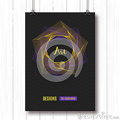 Pentagon pattern Geometric polygonal posters A4 Colorfull line art 3d Vector Illustration