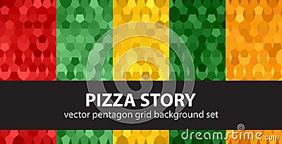 Pentagon pattern set Pizza Story Vector Illustration