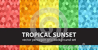 Pentagon pattern set Tropical Sunset Vector Illustration