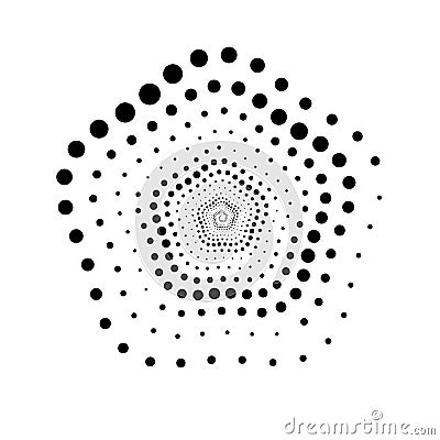 Pentagon shape with dots. halftone effect Vector Illustration