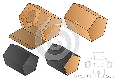 Pentagon shape Paper Bag packaging diecut template Vector Illustration