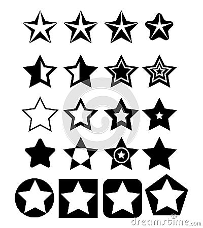 Pentagonal five point star collection icon design elements Vector Illustration