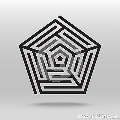 Pentagonal maze puzzle icon vector background Vector Illustration