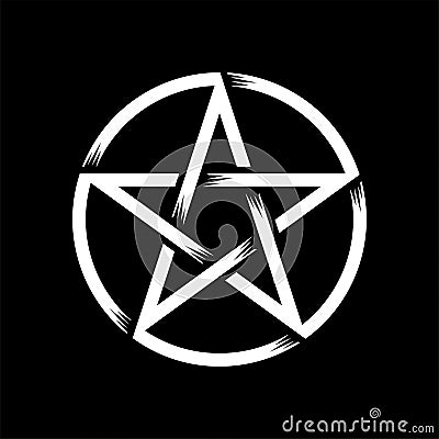 Pentagram isolated vector occultism symbol star in circle Vector Illustration