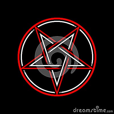 Pentagram isolated vector occultism symbol star in circle Vector Illustration