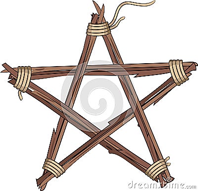 Pentagram made of twigs Vector Illustration