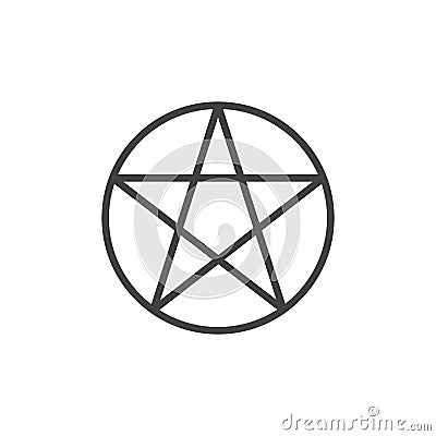 Pentagram or pentalpha outline icon Vector Illustration