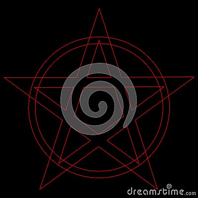 Pentagram or pentalpha or pentangle. dot work ancient pagan symbol of five-pointed star isolated illustration. Black Vector Illustration