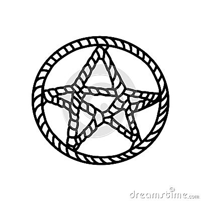 Pentagram symbol. Magic pentacle circle. Mystic and occult symbols. Halloween and esoteric witchcraft. Hand drawn sketch Vector Illustration