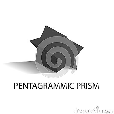 Pentagrammic Prism Geometric Figure of Black Color Vector Illustration