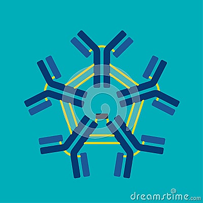 Pentameric IgM structure of Y-shaped antibody Vector Illustration