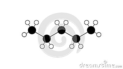 pentane molecule, structural chemical formula, ball-and-stick model, isolated image alkane Stock Photo