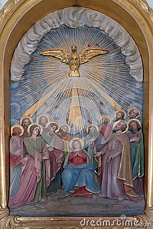 Pentecost, the descent of the Holy Spirit Stock Photo