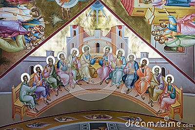 Pentecost Fresco on Tabor Stock Photo