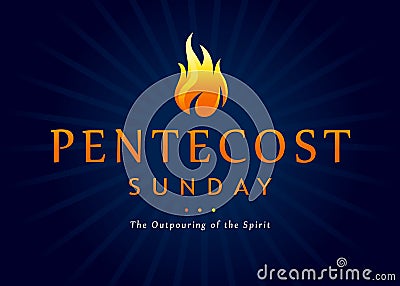Pentecost Sunday fire banner Vector Illustration