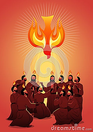 Pentecost Sunday Holy Spirit Vector Illustration