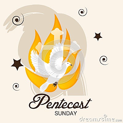 Pentecost Sunday. Cartoon Illustration