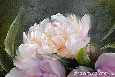 Peonies, oil painting on canvas Stock Photo