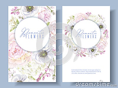 Peont anemone banners Vector Illustration