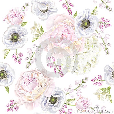 Peont anemone pattern Vector Illustration