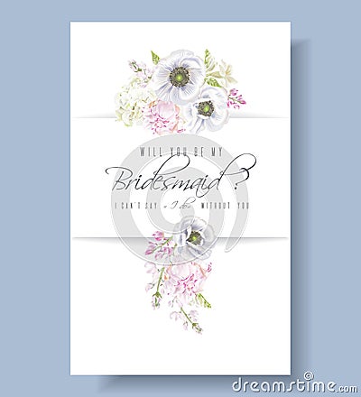 Peony anemone bridesmaid Vector Illustration