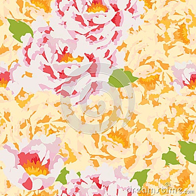 Peony flower full seamless pattern Vector Illustration