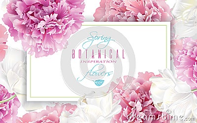 Peony tulip banner Vector Illustration