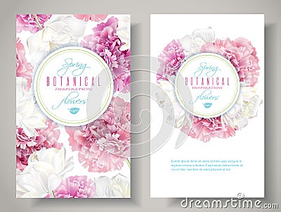 Peony tulip banners Vector Illustration