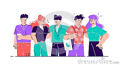 Multicultural team flat vector illustration Vector Illustration