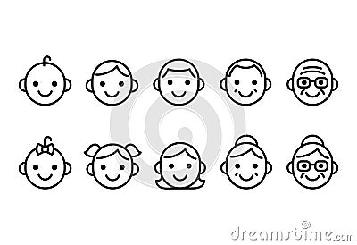 People ages icons Vector Illustration