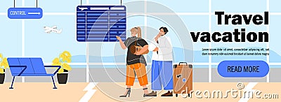 People in airport banner vector concept Vector Illustration