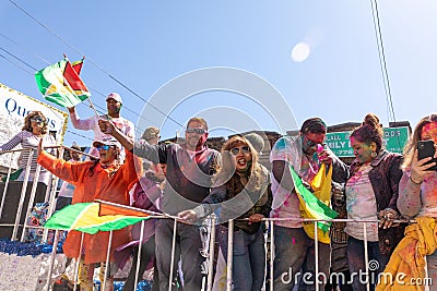 The people are all excited that are celebrating the colors of the rainbow, Phagwah Holi Parade 2023 Editorial Stock Photo