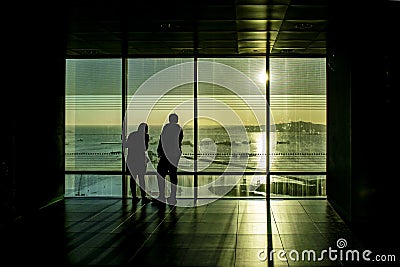 People at Antel Tower Viewpoint, Montevideo, Uruguay Stock Photo