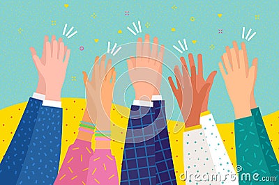 People applaud. Human hands clapping ovation. Flat design, business concept. Vector Illustration