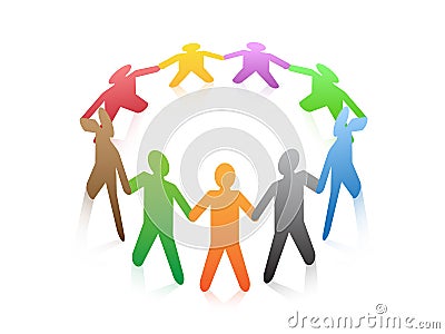 People around a circle Vector Illustration