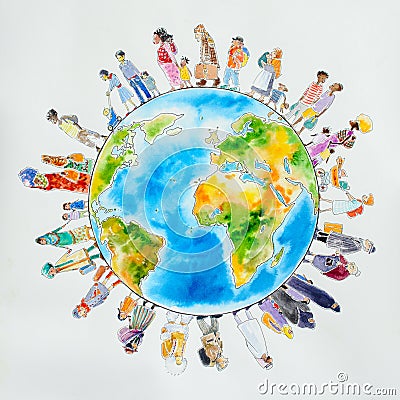 People around the Earth Stock Photo