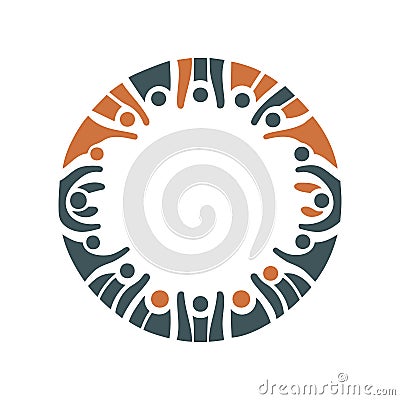 People Around Globe. Unity Symbol, teamwork concept. Vector Illustration