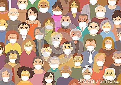 People around the world wearing face mask for protecting Corona virus outbreak character cartoon design, vector illustration Vector Illustration