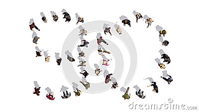 People - arranged in number 90 - top view with shadow Stock Photo