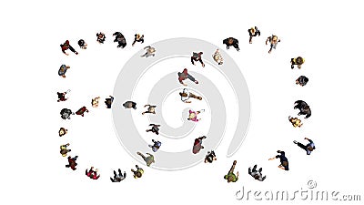 People - arranged in number 60 - top view without shadow - isolated on white background Cartoon Illustration