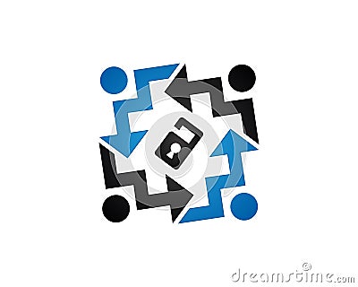 People arrow unlock access logo icon Vector Illustration