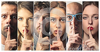 People asking for silence Stock Photo