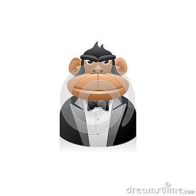 People Avatar Icons - Monkey Businessman Vector Illustration