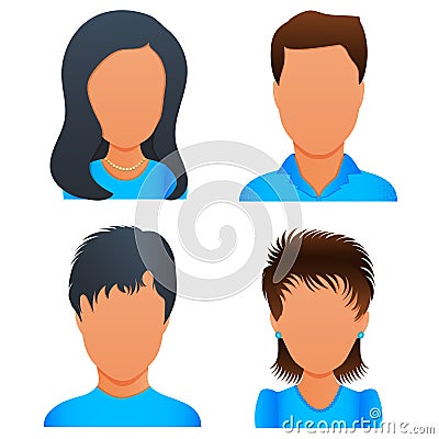 People avatar profile picture set vector, diverse business men and women user icons. Flat design cartoon people characters Vector Illustration