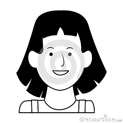 People avatars cartoon characters in black and white Vector Illustration