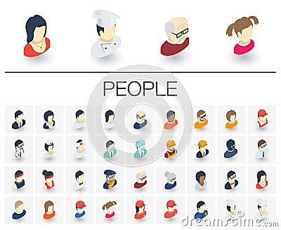 People and Avatars isometric icons. 3d vector Vector Illustration