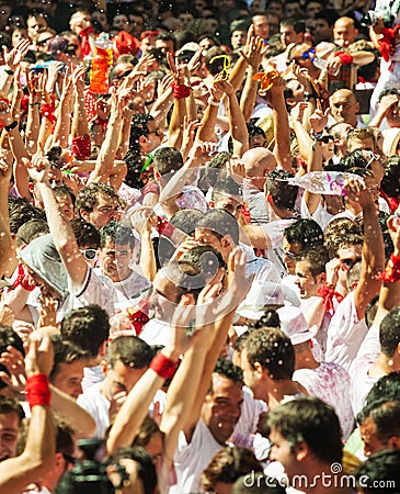 People awaits the begining of San Fermin festival Editorial Stock Photo