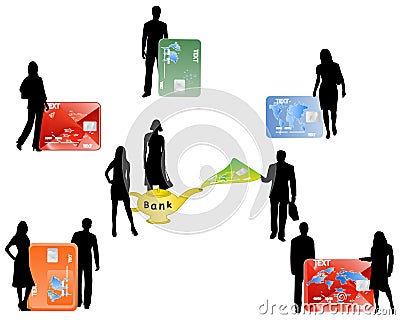 People and banking cards Vector Illustration