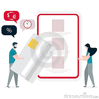 People. Banking transactions using phone. Vector Vector Illustration
